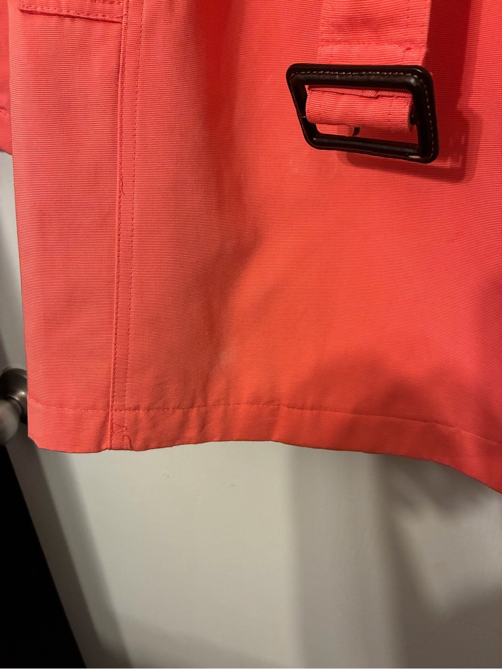 Coral Double-Breasted Trench Coat with Waist Tie size Small - Picture 5 of 6